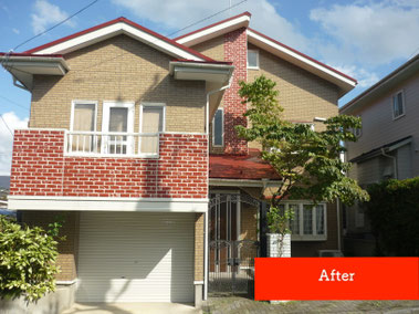 レンガ調の外壁の戸建て住宅